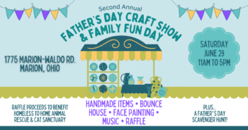 Decorative graphic for up coming Father's Day Craft Show and Family Fun Day, the event planned by Luminous Occasions.